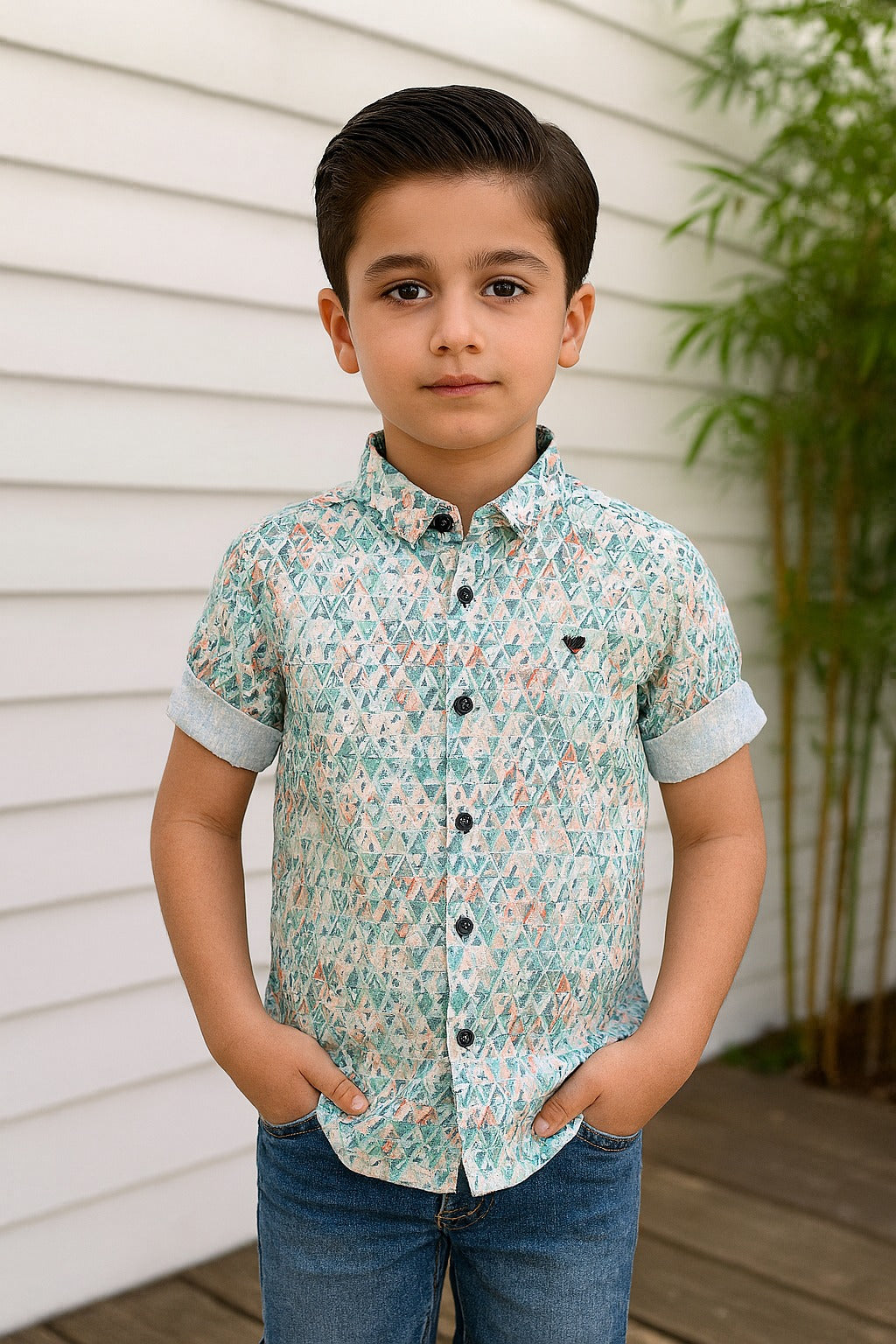 Boys Printed Half Sleeve Shirt Stylish Casual and Party Wear Shirt - Inayah Fashion