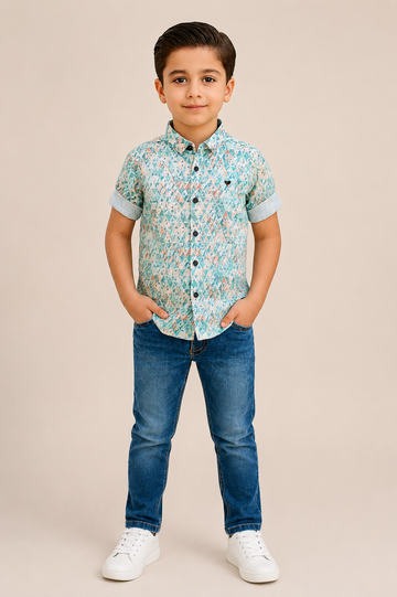 Boys printed half-sleeve casual and party wear shirt