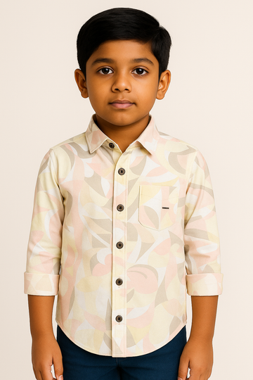 Boys Premium Printed Casual Shirt (Pastel Abstract Design)