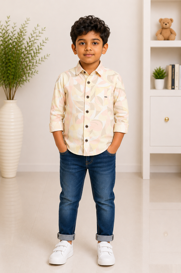Boys pastel abstract print casual shirt