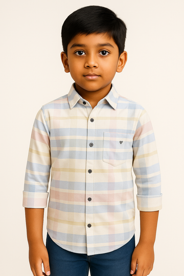 Boys Premium Pastel Checkered Casual Shirt