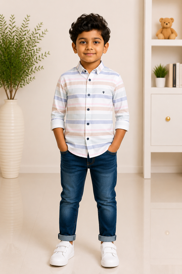 Boys pastel checkered casual shirt