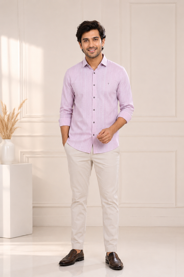 Men's Lavender Textured Formal Shirt