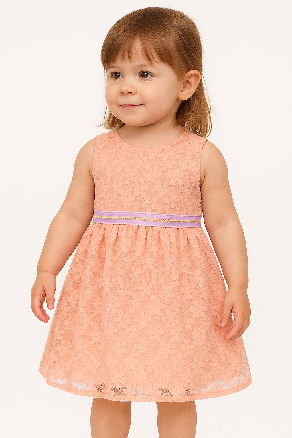 Dark Peach Paisley Garden Embroidered Lace Dress - Inayah Fashion