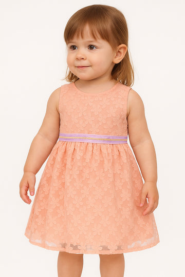 Dark Peach Paisley Garden Embroidered Lace Dress - Inayah Fashion