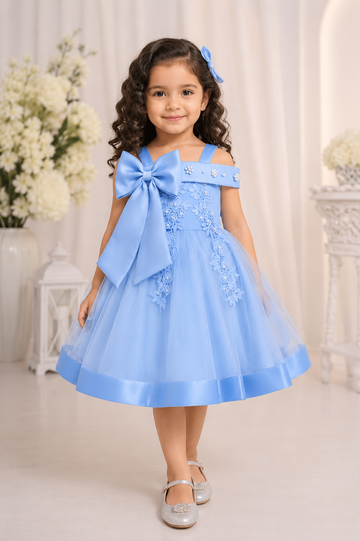 Princess Sky Blue Ball Gown for Baby Girls-Birthday dress for girls