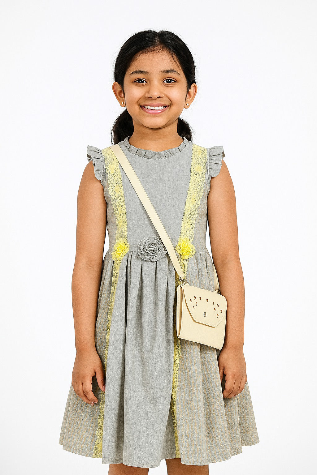 Ash Paisley Garden Embroidered Dress With Long Bag - Inayah Fashion