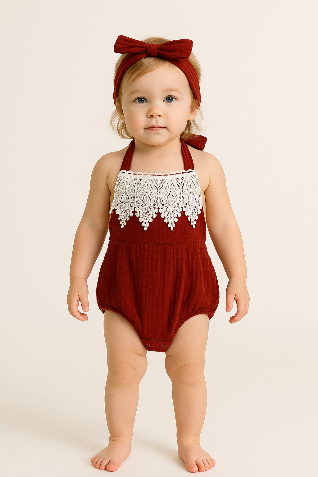 Beautiful Brown Floral Applique Lace Baba Suit - Inayah Fashion