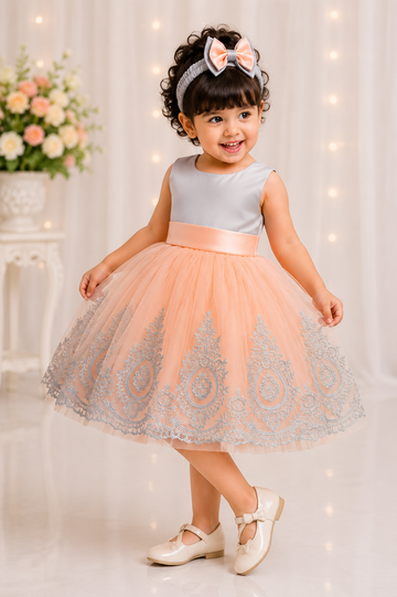 Lace tulle princess birthday party dress for girls