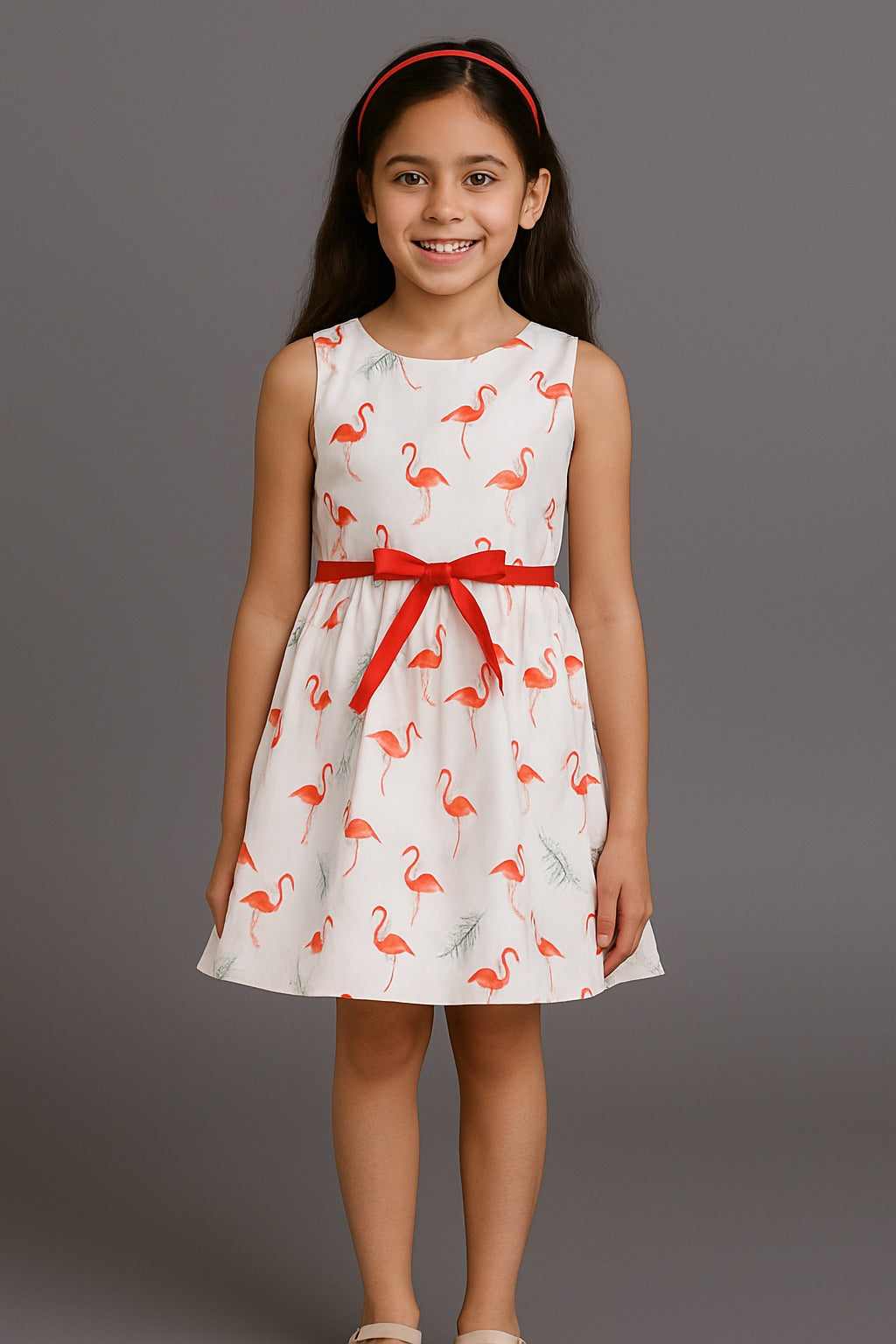 Trendy Aqua White -Orange Floral Print Flower Party Dress - Inayah Fashion