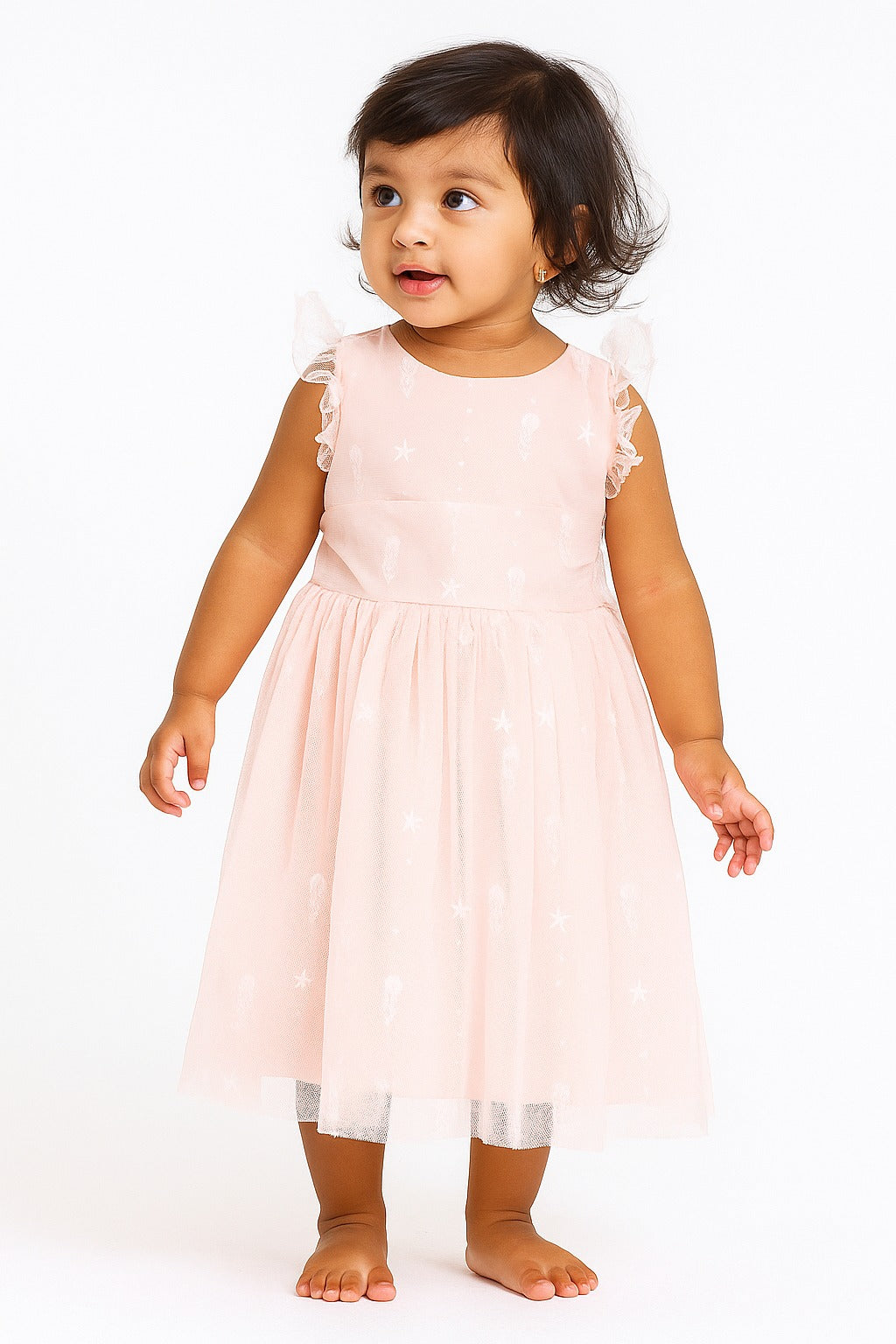 Light Pink Paisley Garden Embroidered Lace Dress - Inayah Fashion