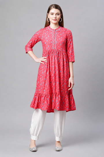 Ruby Bloom Printed Gathered Kurti
