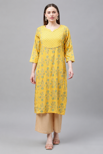Golden Bloom Printed Kurti