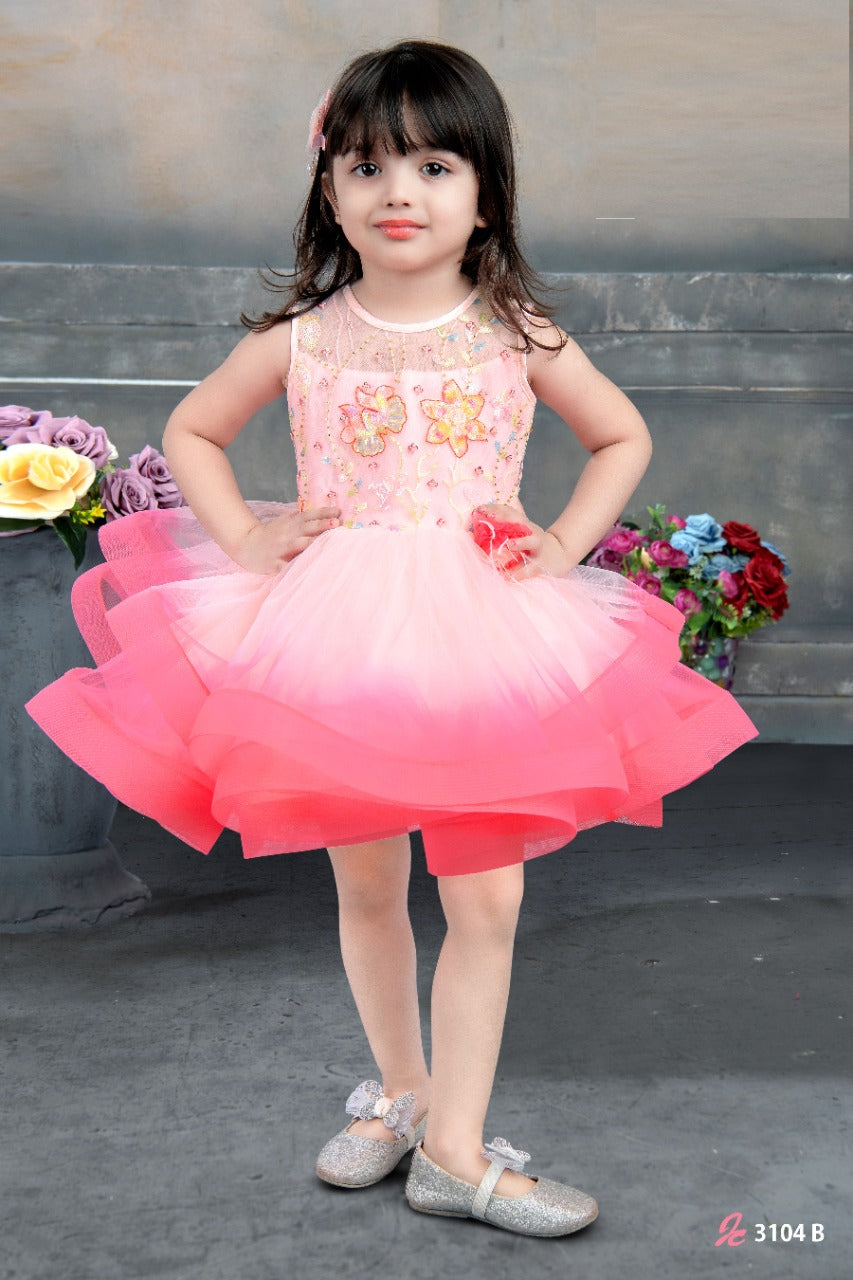 Elegant Party Wear Birthday Party Multi Layered Flower Dress - Inayah Fashion