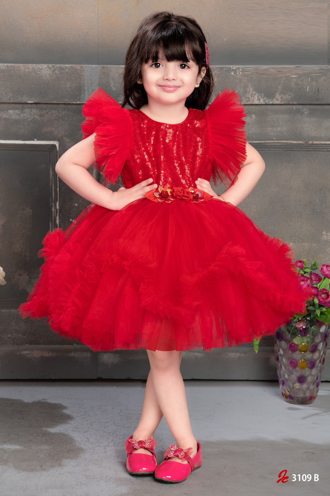 Elegant Multi Layered Party wear Applique Sleeveless Party Dress - Inayah Fashion