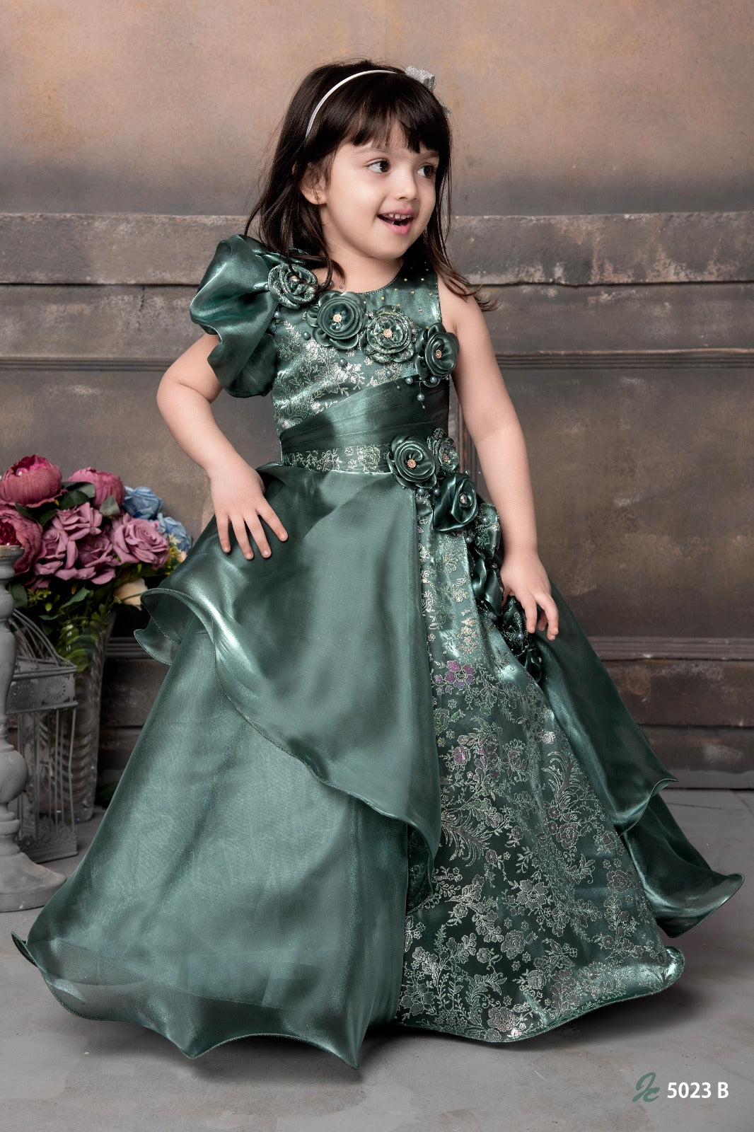 Elegant Party Wear Birthday Party Multi Layered Flower Dress - Inayah Fashion