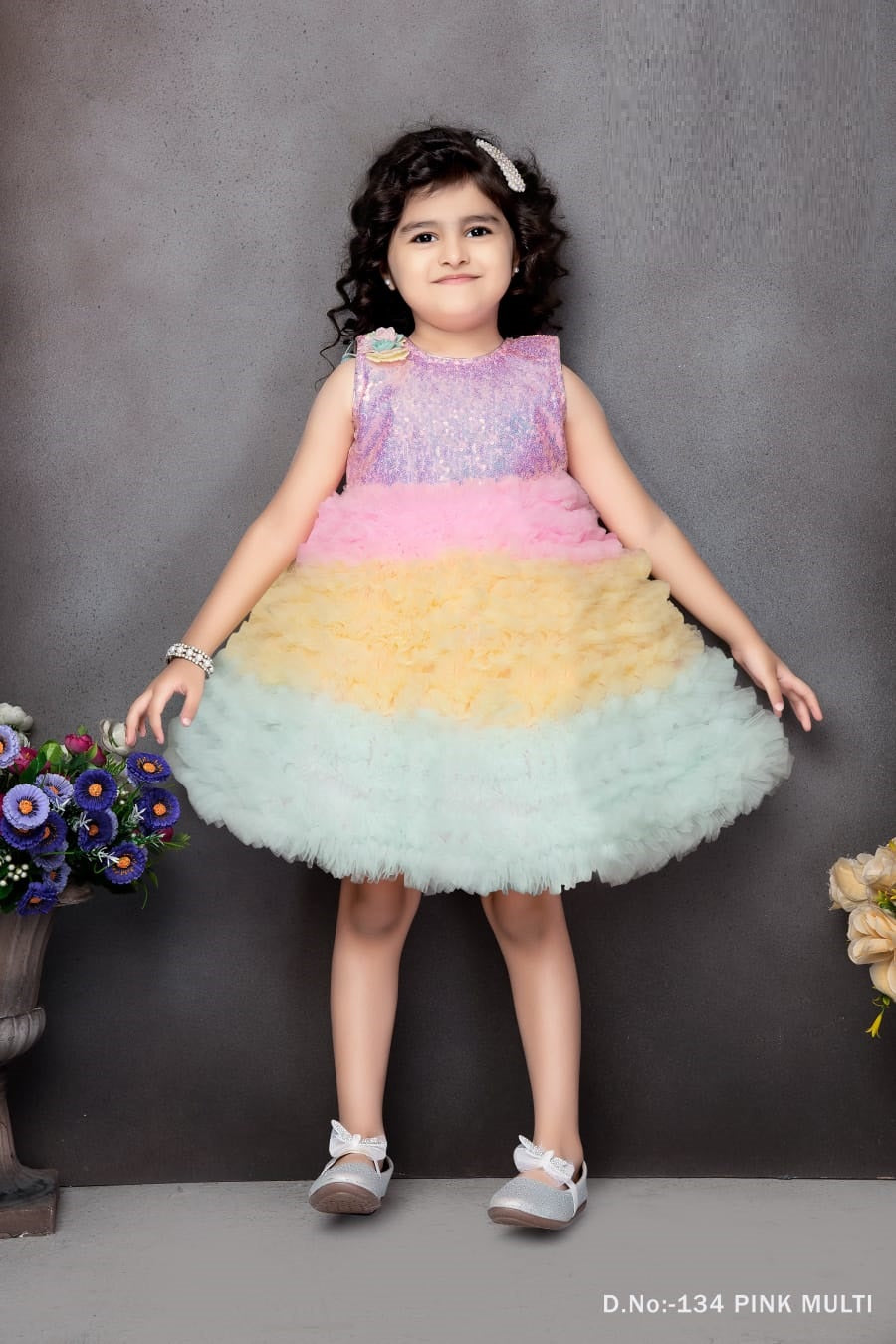 Rainbow Dreams Sleeveless Sequin Bodice Tutu Dress - Inayah Fashion