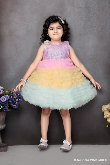 Rainbow Dreams Sleeveless Sequin Bodice Tutu Dress - Inayah Fashion