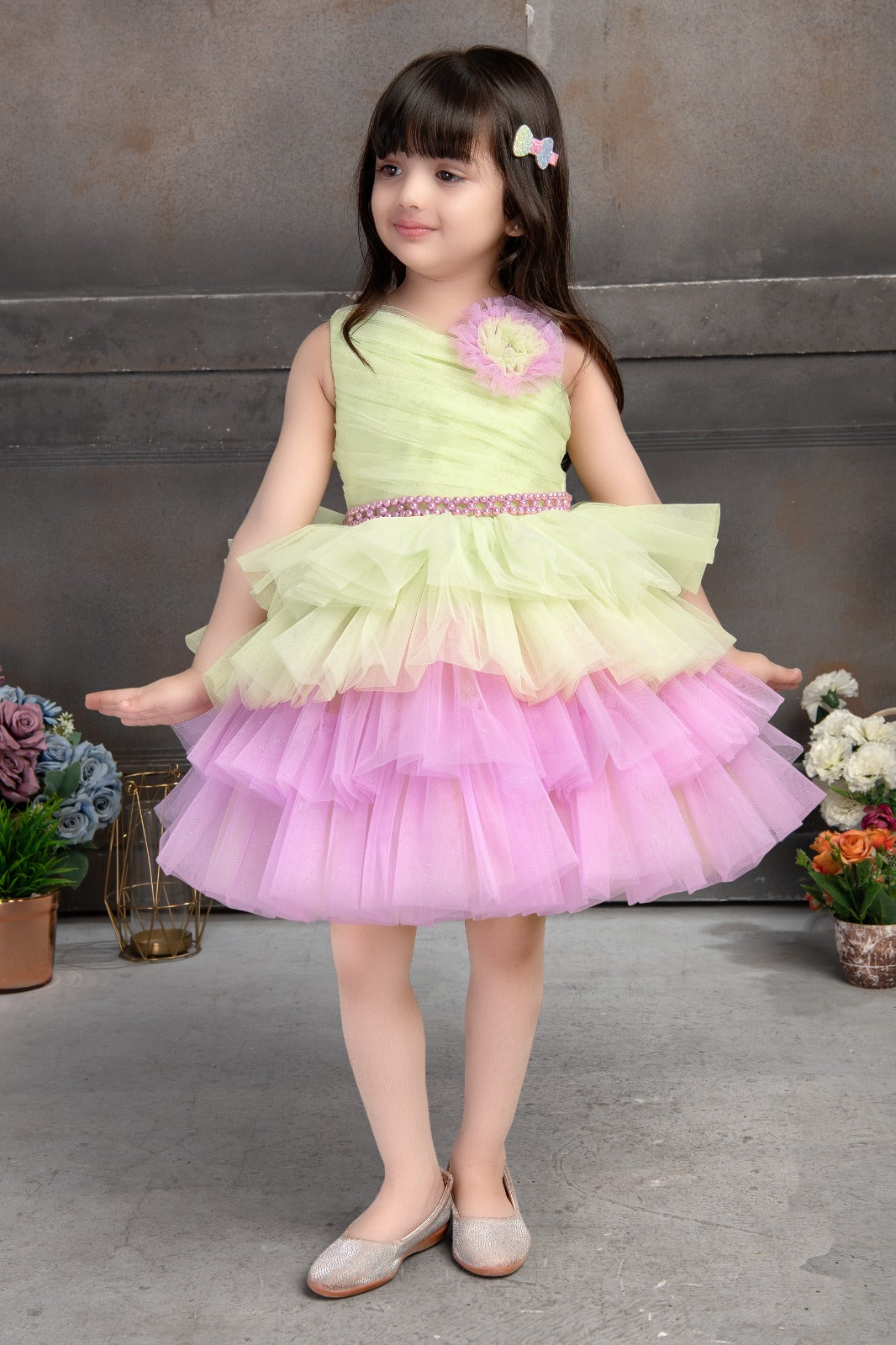 Elegant Party Occassion Multi Colour Layered Dress - Inayah Fashion