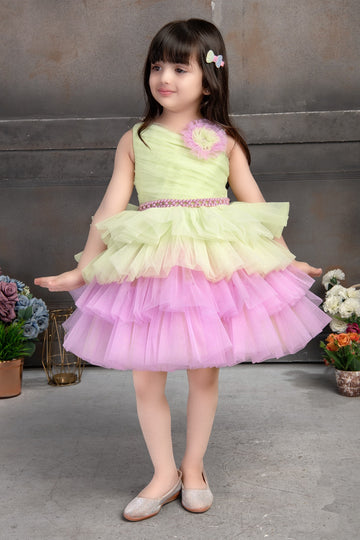 Elegant Party Occassion Multi Colour Layered Dress - Inayah Fashion