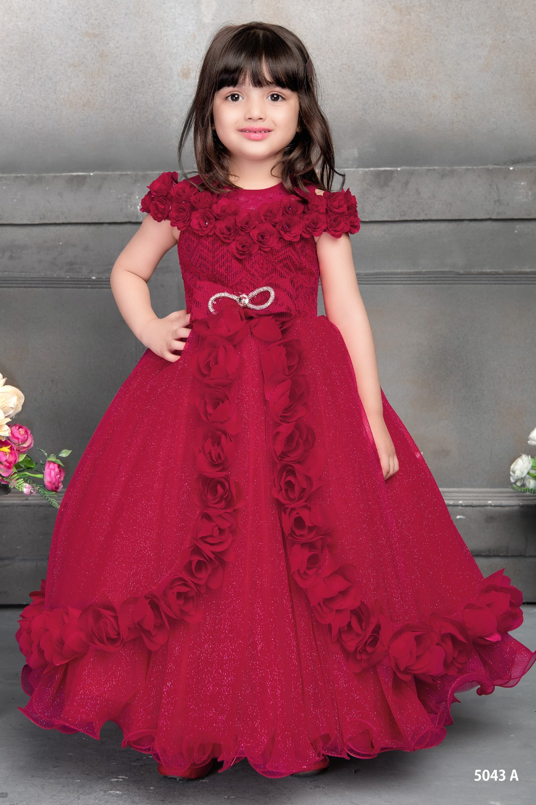 Elegant Bright Pink Partywear Gown for Girls - Inayah Fashion