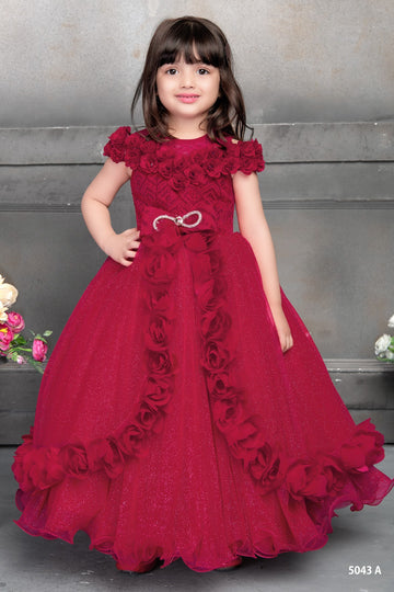 Elegant Bright Pink Partywear Gown for Girls - Inayah Fashion