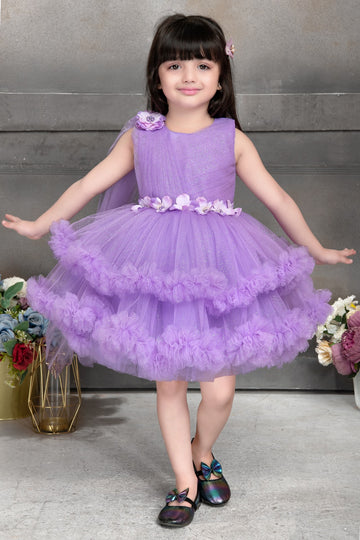 Elegant Multi Layered Party wear Applique Sleeveless Party Dress - Inayah Fashion