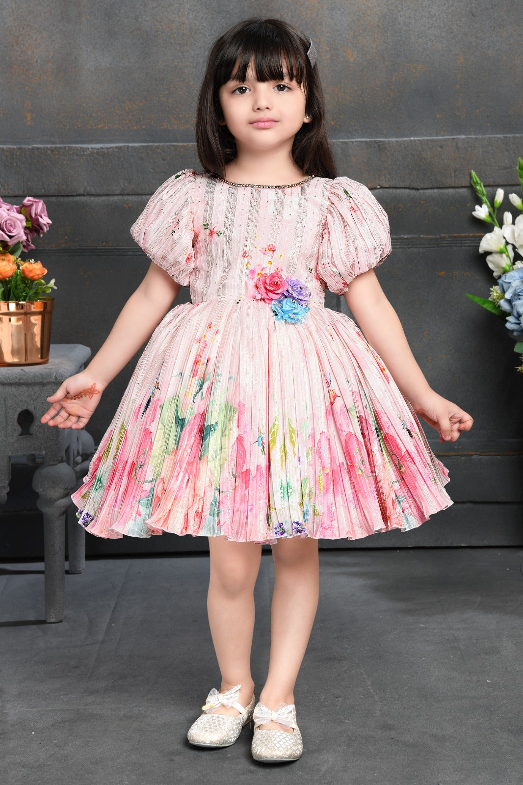 Bloom & Blush Pleated Party Dress - Inayah Fashion