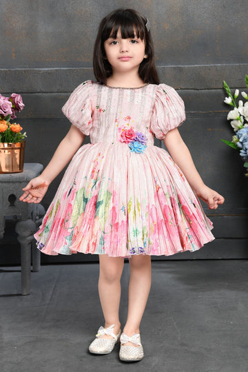 Bloom & Blush Pleated Party Dress - Inayah Fashion