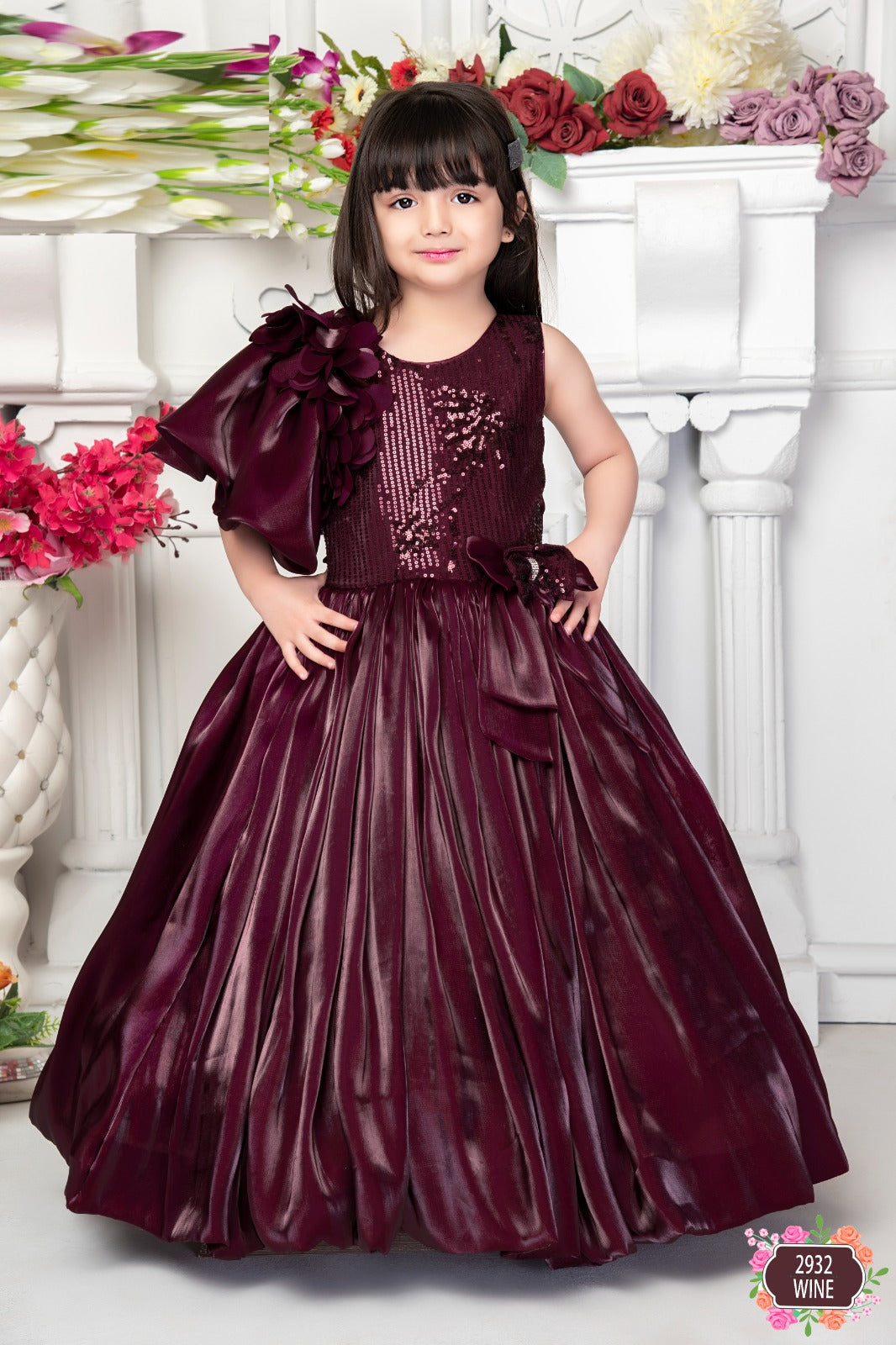 Royal Burgundy Sequin Ball Gown - Inayah Fashion