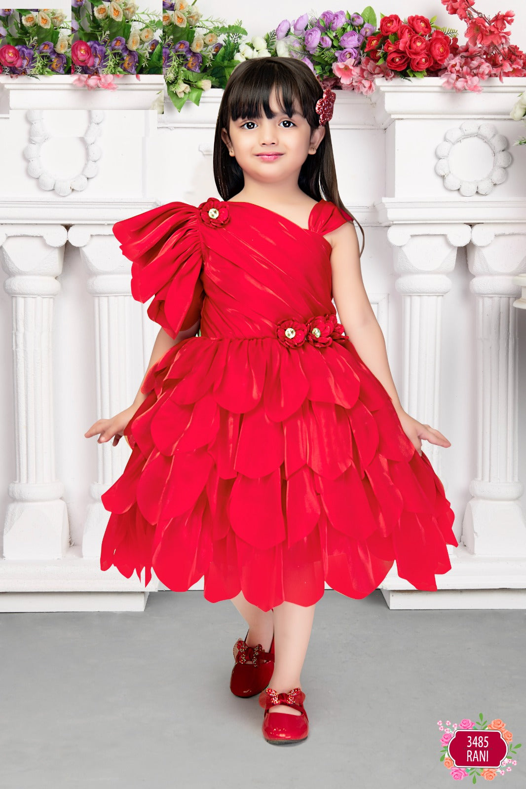 Elegant Multi Layered Party wear Applique Sleeve Party Dress - Inayah Fashion