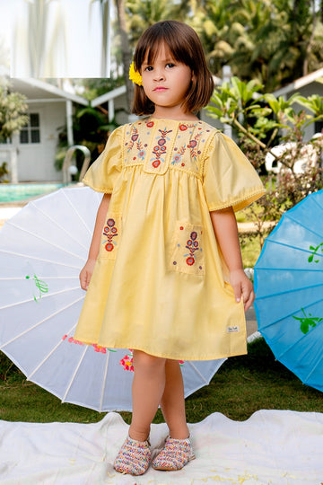 Golden Garden Embroidered Toddler Dress - Inayah Fashion