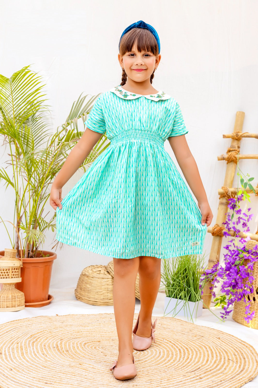 Cerulean Seascape Summer Frock for Youthful Trendsetters - Inayah Fashion