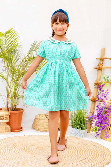 Cerulean Seascape Summer Frock for Youthful Trendsetters - Inayah Fashion