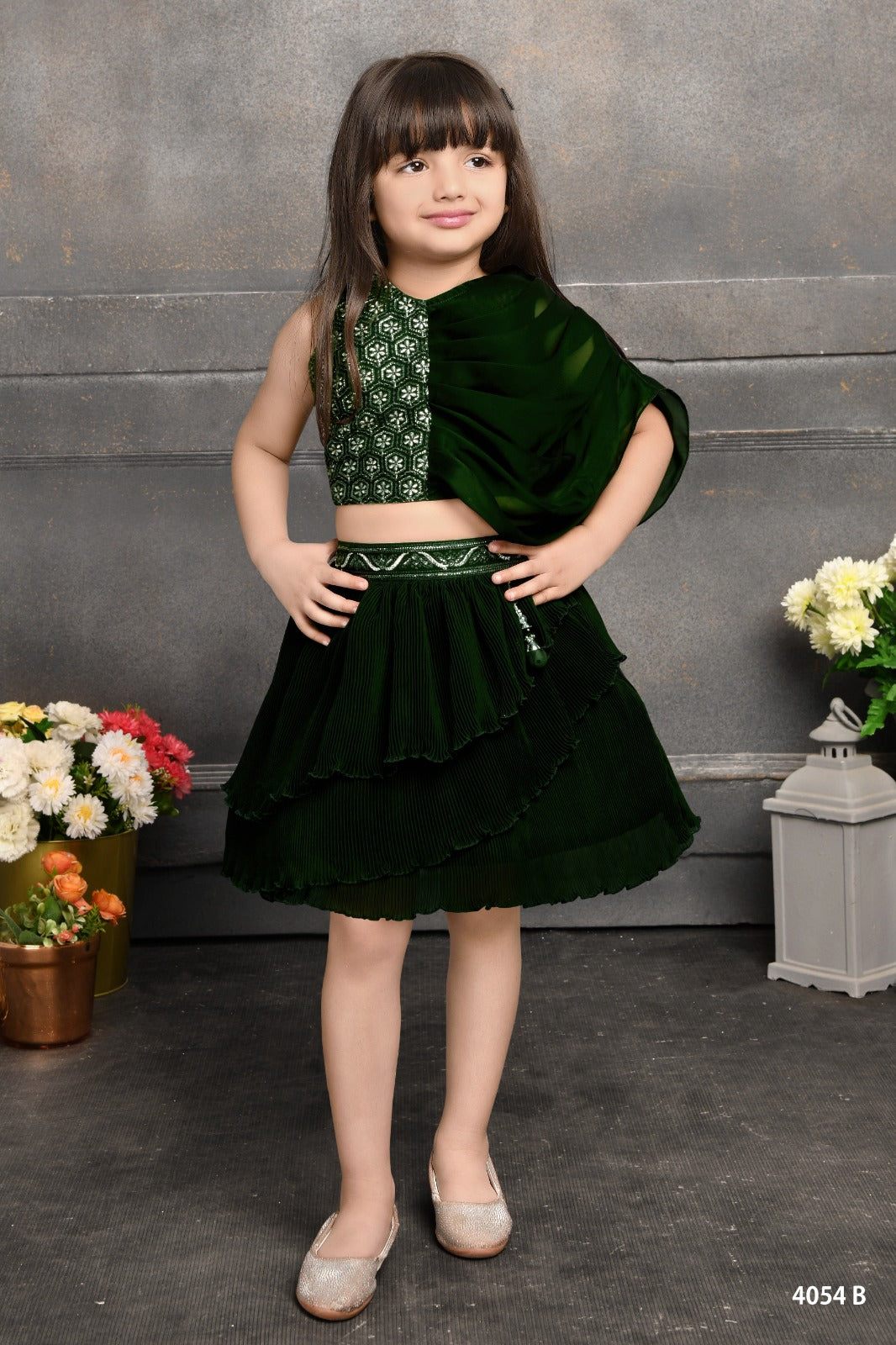 Elegant Green Indo-Western Party Dress for Girls - Inayah Fashion