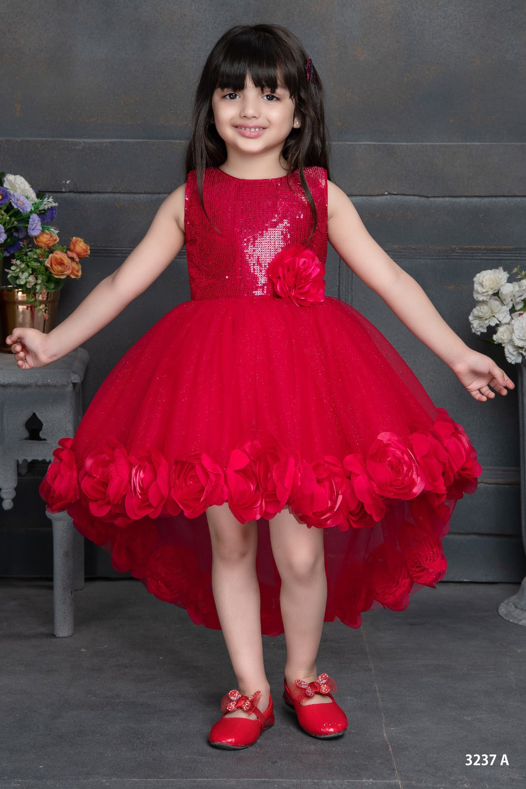 Rani Pink Princess High-Low Girls' Party Dress - Inayah Fashion