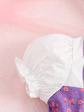 Adorable Purple Floral Print Baby Girl Dress Set – Puff Sleeve White Top with Strappy Frock - Inayah Fashion