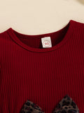 Trendy Maroon & Leopard Print Baby Girl Dress – Ribbed Puff Sleeve Top with Layered Animal Print Net Dress - Inayah Fashion