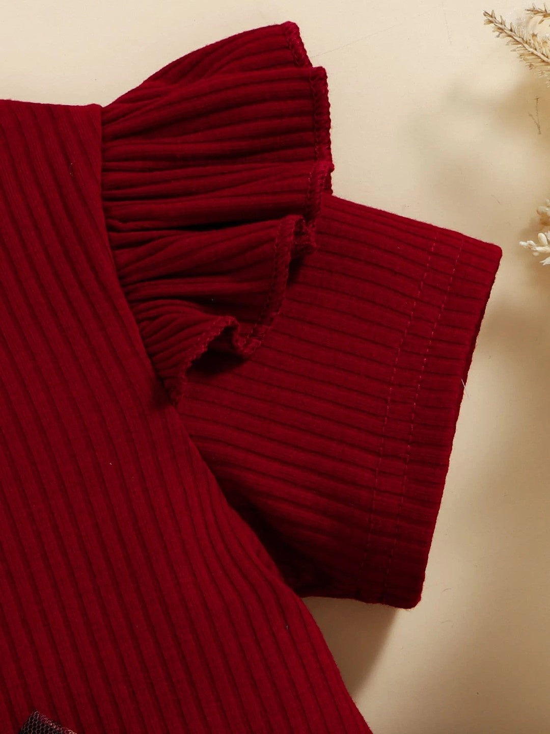 Trendy Maroon & Leopard Print Baby Girl Dress – Ribbed Puff Sleeve Top with Layered Animal Print Net Dress - Inayah Fashion