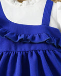 Royal blue layered baby girl dress with white full-sleeve ruffled top – additional view