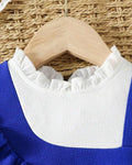 Royal blue layered baby girl dress with white full-sleeve ruffled top – additional view