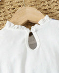 Royal blue layered baby girl dress with white full-sleeve ruffled top – additional view