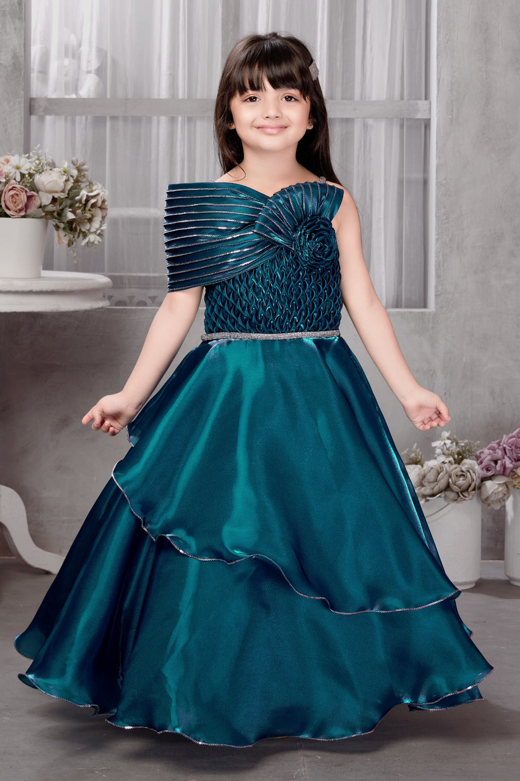 girl designer dress Teal Blue Party Gown Girls ZAPAKA Women Glitter Dark kiwi:tops Size:US0 (AU4) Any accessories pictured (i.e