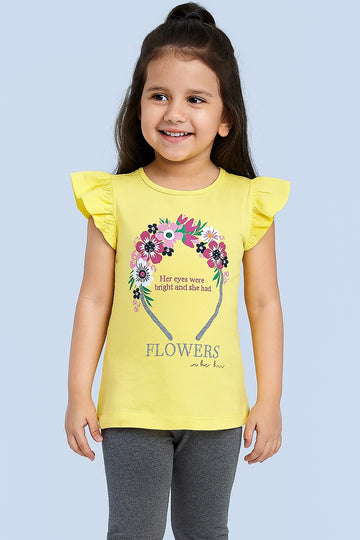 Floral Headband Ruffle Sleeve Top - Inayah Fashion