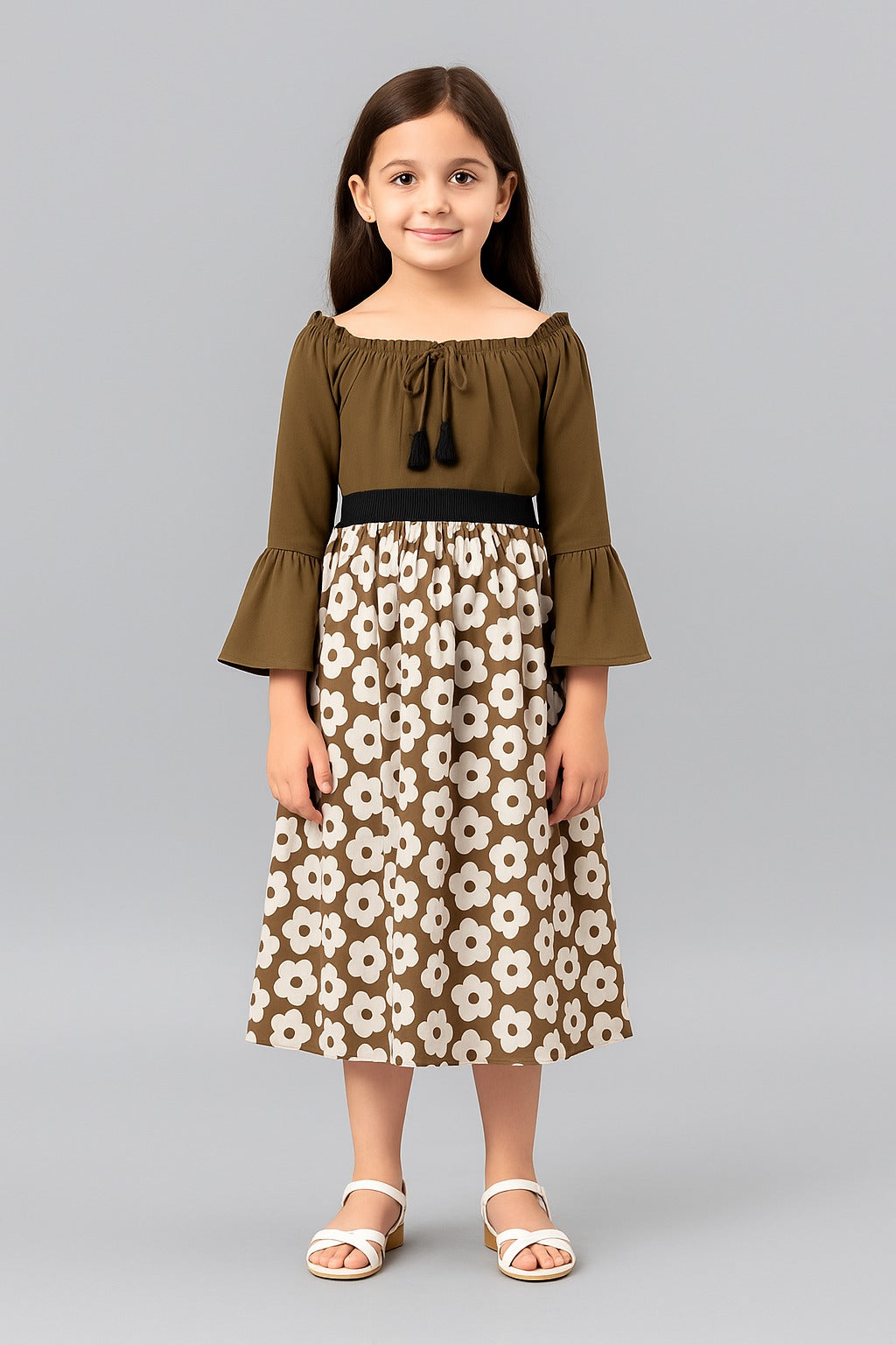 Casual Occassion Floral Applique Dress - Inayah Fashion