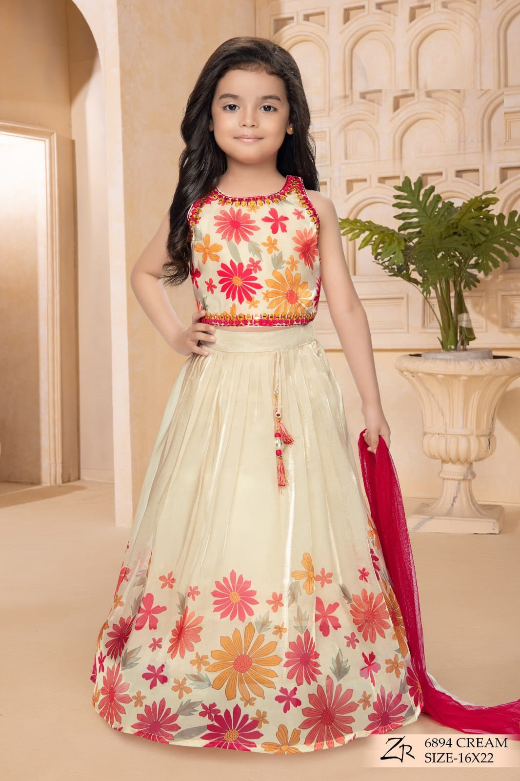 Cream Floral Lehenga Choli for Girls – Party Wear - Inayah Fashion