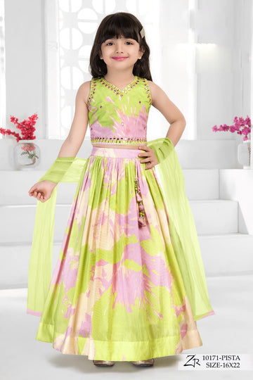 Elegant Pista Pink Lehenga Choli for Girls – Festive Wear - Inayah Fashion