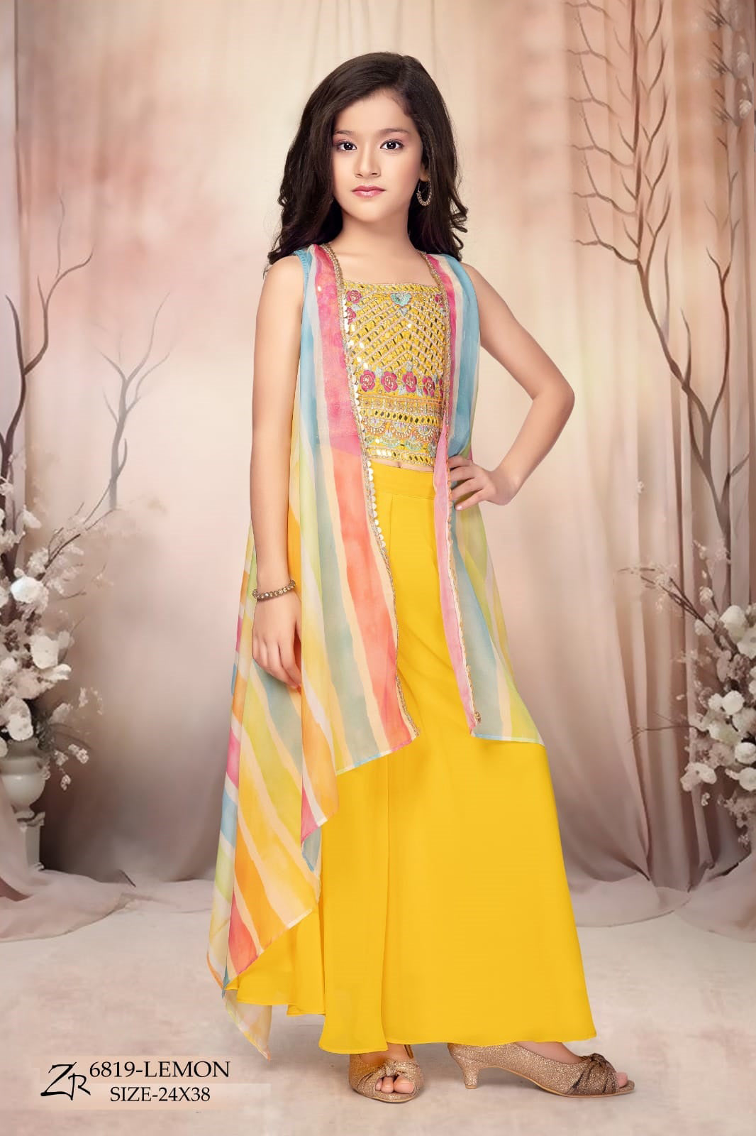 Stylish Yellow Palazzo Set with Mirror Work – Festive Look - Inayah Fashion