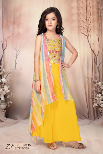 Stylish Yellow Palazzo Set with Mirror Work – Festive Look - Inayah Fashion