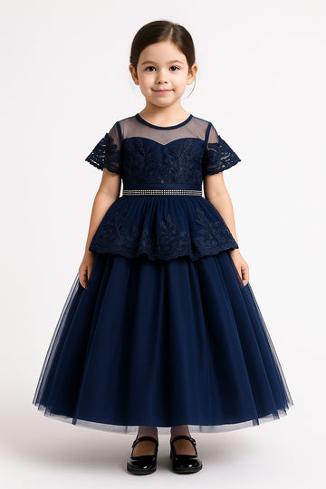 Birthday Puffy Cute Children Satin Princess Short Sleeves Summer Boutique Dresses - Inayah Fashion